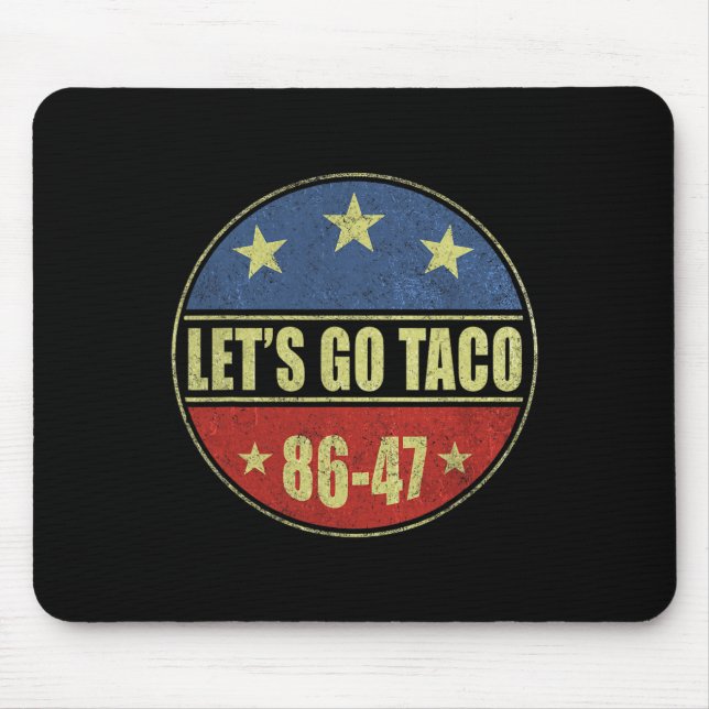Taco Funny Let's Go Taco Retro Button  Mouse Pad (Front)