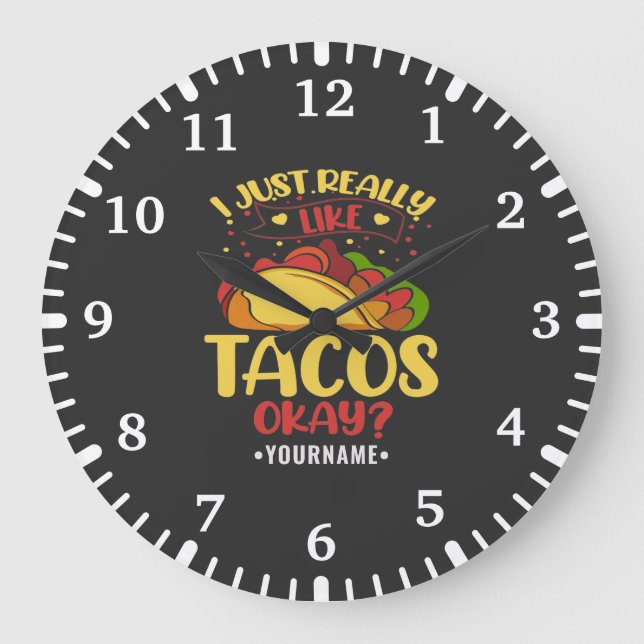 Taco Funny Saying I Just Really Like Tacos Large Clock (Front)