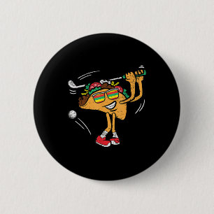 Taco Golf Player Cinco De Mayo Mexican Golfer Food 6 Cm Round Badge