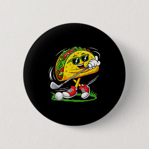 Taco golf player cinco de mayo mexican golfer food 6 cm round badge