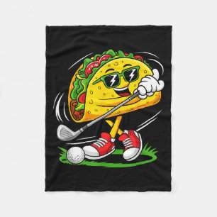 Taco golf player cinco de mayo mexican golfer food fleece blanket