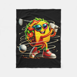 Taco Golf Player Cinco De Mayo Mexican Golfer Food Fleece Blanket