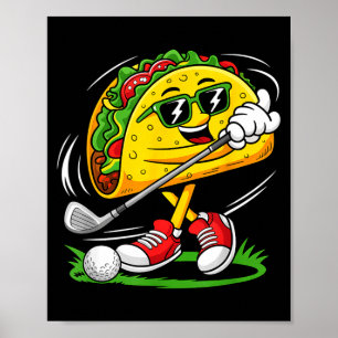 Taco golf player cinco de mayo mexican golfer food poster
