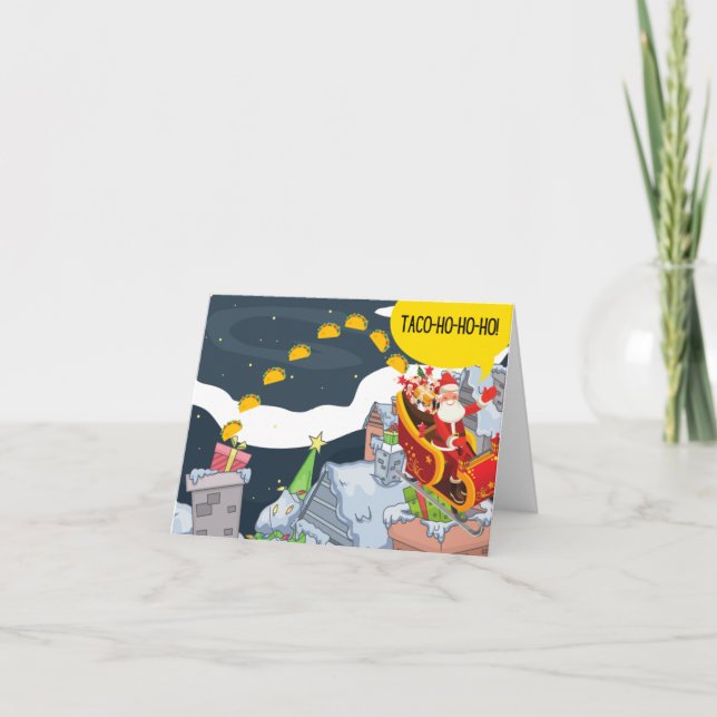 Taco-ho-ho-ho Christmas Card (Blank) (Front)