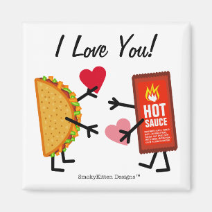 Taco & Hot Sauce - I Love You! (customisable) Magnet