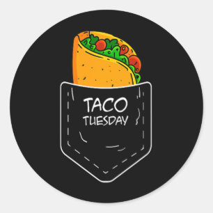Taco In My Pocket Tuesday Funny Fiesta Distressed Classic Round Sticker