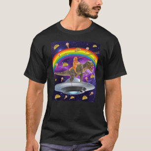 Taco Kitty Rainbow Laser Eye T-Rex Riding Space Ca T-Shirt