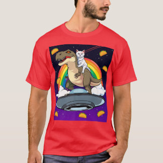 Taco Kitty Rainbow Laser Eye Tre Riding Space Cat  T-Shirt