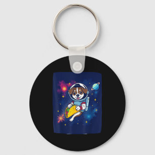 Taco lover dog astronaut celebrates cinco de mayo key ring