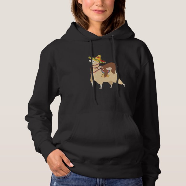 Taco Loving Animals Lazy Sloth Riding Llama Hoodie (Front)
