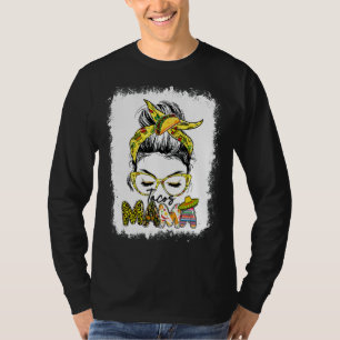 Taco Mama Messy Bun Hair Fiesta Mexicana Cinco De T-Shirt
