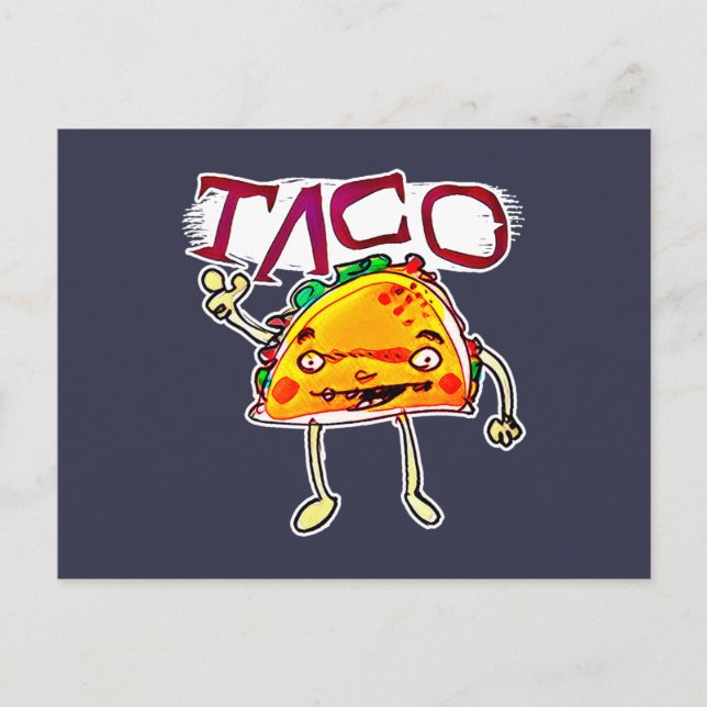 taco man cartoon style funny illustration postcard (Front)