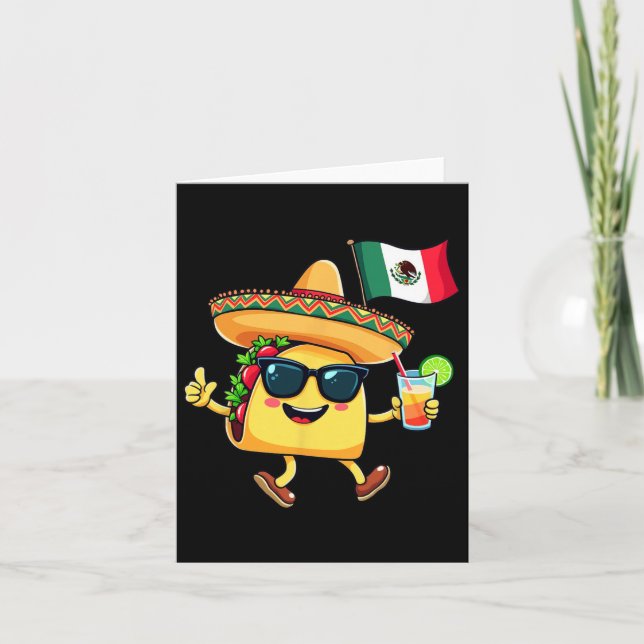 Taco Mexico Flag Cinco De Mayo Mexican Independenc Card (Front)
