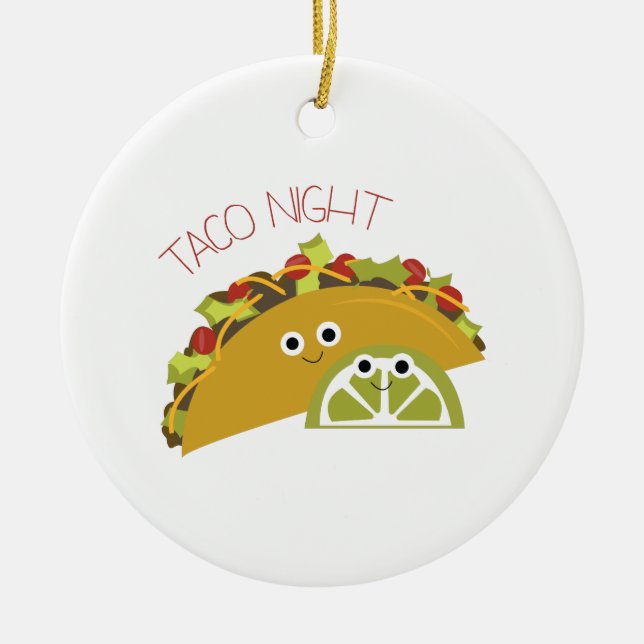 Taco Night Ceramic Tree Decoration (Front)