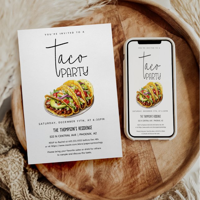 Taco Party Any Occasion Party Taco Night Party Invitation (Creator Uploaded)
