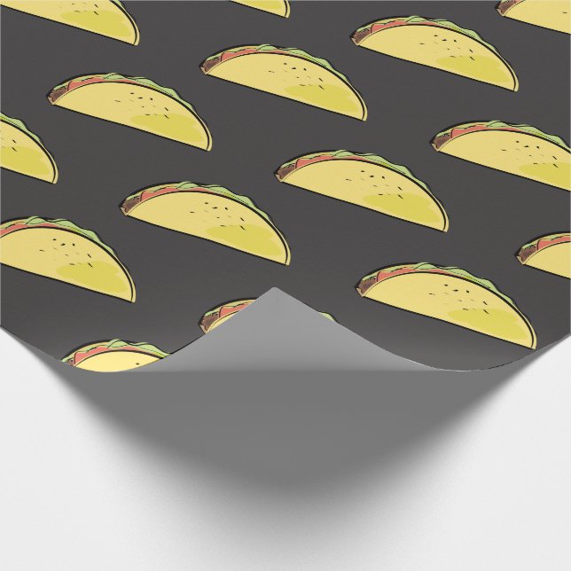 Taco Pattern Black Wrapping Paper (Corner)