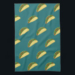Taco Pattern Deep Green Tea Towel<br><div class="desc">Decorate your kitchen with this cute towel. Makes a great housewarming or anniversary gift! 
You can customise it and add text too.
Check my shop for lots more colours and patterns plus matching kitchen stuff!</div>