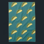 Taco Pattern Deep Green Tea Towel<br><div class="desc">Decorate your kitchen with this cute towel. Makes a great housewarming or anniversary gift! 
You can customise it and add text too.
Check my shop for lots more colours and patterns plus matching kitchen stuff!</div>