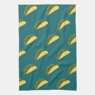 Taco Pattern Deep Green Tea Towel