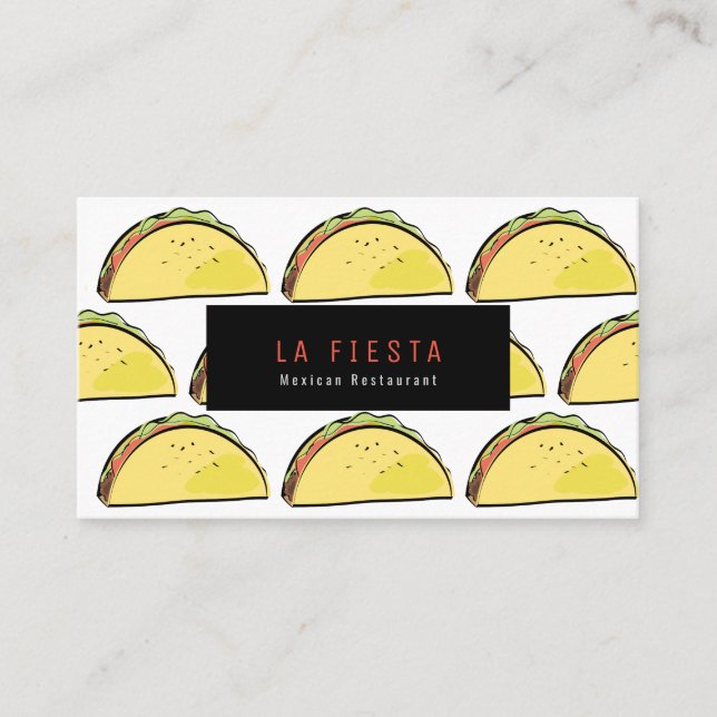 Taco Pattern Simple & Modern White Business Card (Front)