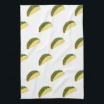 Taco Pattern White Tea Towel<br><div class="desc">Decorate your kitchen with this cute towel. Makes a great housewarming or anniversary gift! 
You can customise it and add text too.
Check my shop for lots more colours and patterns plus matching kitchen stuff!</div>