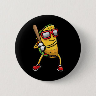 Taco Playing Baseball Mexican Cinco De Mayo Kids M 6 Cm Round Badge