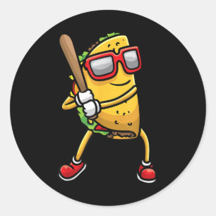 Taco Playing Baseball Mexican Cinco De Mayo Kids M Classic Round Sticker