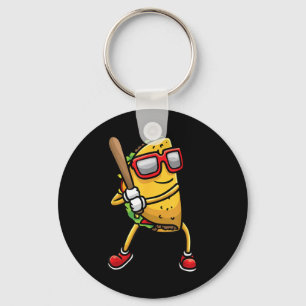 Taco Playing Baseball Mexican Cinco De Mayo Kids M Key Ring