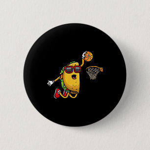 Taco Playing Sketll Mexican Cinco De Mayo Kids Men 6 Cm Round Badge
