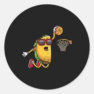 Taco Playing Sketll Mexican Cinco De Mayo Kids Men Classic Round Sticker