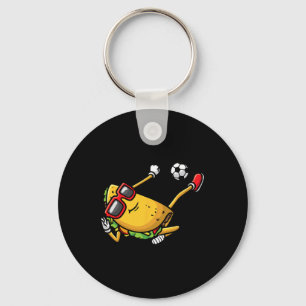 Taco Playing Soccer Mexican Cinco De Mayo Kids Men Key Ring