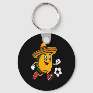 Taco Playing Soccer Mexican Cinco De Mayo Sombrero Key Ring
