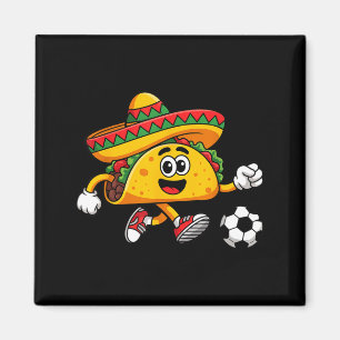 Taco playing soccer mexican cinco de mayo sombrero magnet