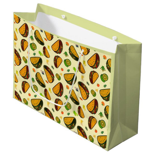 Taco Seamless Pattern Large Gift Bag (Front Angled)