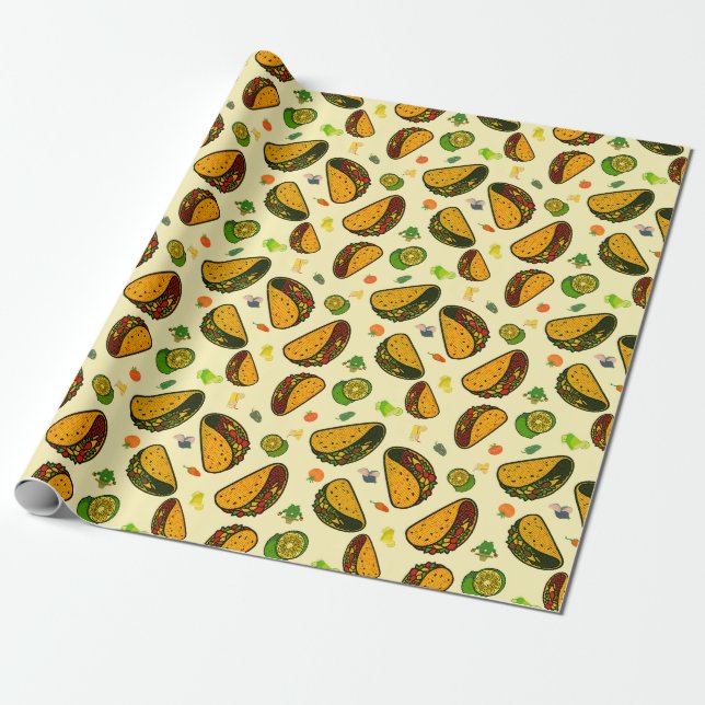 Taco Seamless Pattern Wrapping Paper (Unrolled)