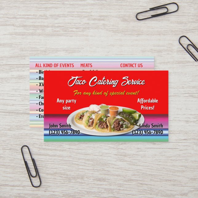 Taco Service Business Card (Front/Back In Situ)