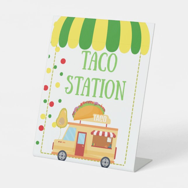 Taco Station Tabletop Food Signage Pedestal Sign (Front)