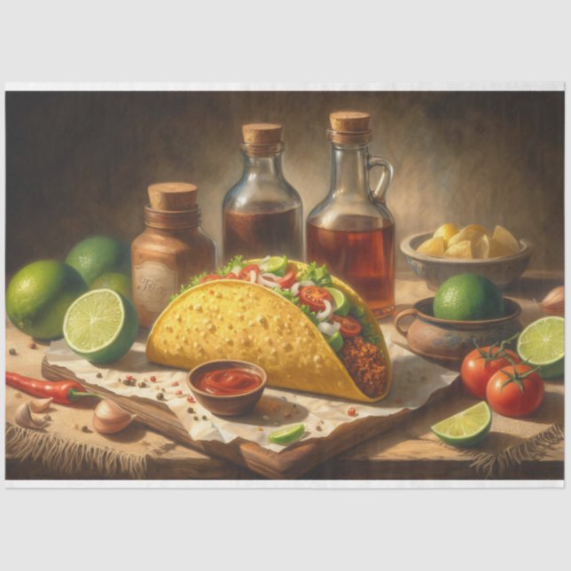 Taco Still Life Vintage Inspired Decoupage Tissue Paper (Front)