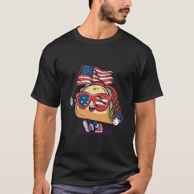 Taco Sunglasses American Flag Usa 4Th Of July T-Shirt (Front)