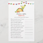 Taco & Tequila Fiesta Couple's Shower Trivia games<br><div class="desc">Tacos and Tequila Mexican Fiesta  theme  Bridal / couples shower Trivia game with watercolor illustration of taco and margarita.  Personalise the back of the card with name of the couple and shower date.</div>