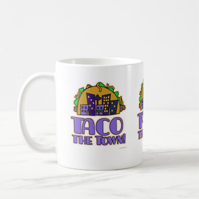 Taco the Town Funny Cartoon Humour Time Coffee Mug (Left)