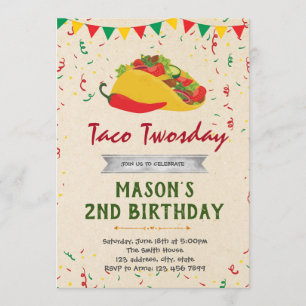 Taco theme birthday party invitation