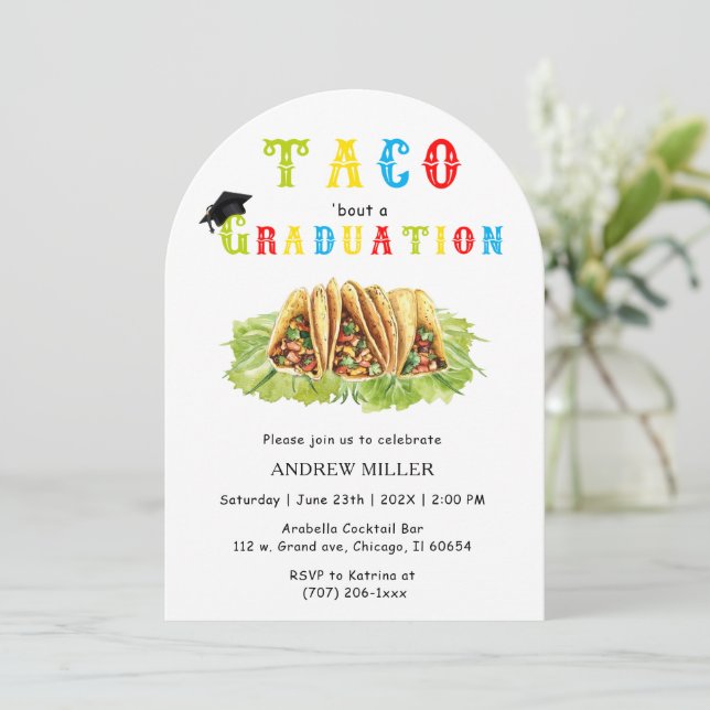 Taco-themed Graduation Invitation (Standing Front)