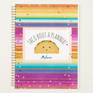 Taco themed planner with confetti colourful serape