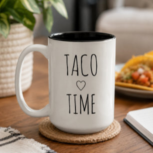 Taco Time Fun Taco Lovers Foodie Birthday Gift Two-Tone Coffee Mug