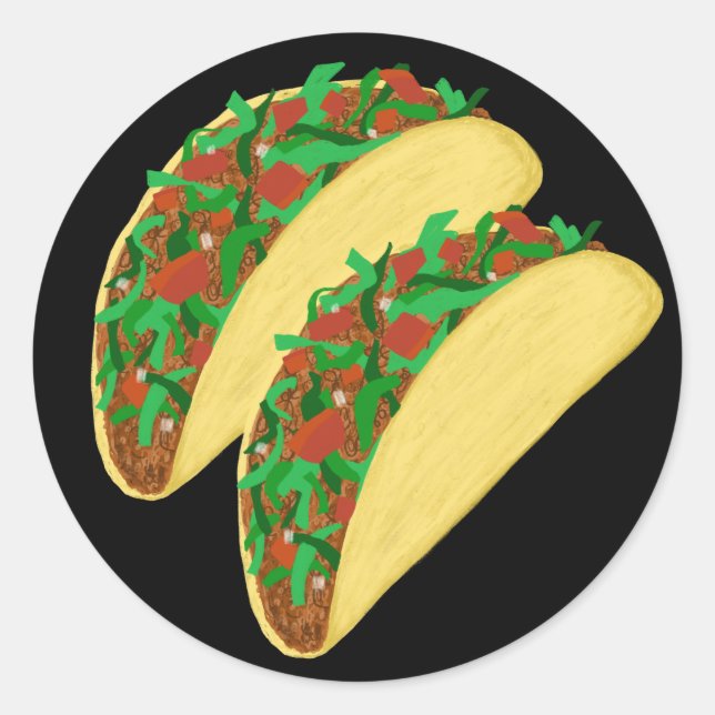 Taco Time - let's eat tacos black Classic Round Sticker (Front)
