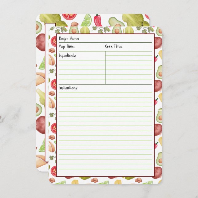 Taco Time Recipe Cards (Front/Back)
