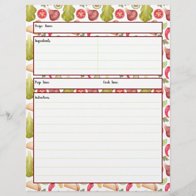 Taco Time Recipe Sheet (Front)