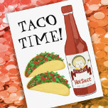 TACO TIME Spicy Hot Sauce Cat Maracas Postcard<br><div class="desc">It's TACO TIME! Check out this fun and spicy hot sauce with a cat shaking his maracas. Customise with your own text! Take a look at my shop for more!</div>