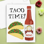 TACO TIME Spicy Hot Sauce Cat Maracas Postcard<br><div class="desc">It's TACO TIME! Check out this fun and spicy hot sauce with a cat shaking his maracas. Customise with your own text! Take a look at my shop for more!</div>